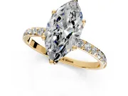 Solitaire Engagement Ring Setting for Marquise Center with Fine Pave Accents and Prong Head in Yellow Gold