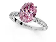 Open Basket Engagement Ring Setting for Fancy Pink Oval Center with Pave Band and Prong Head in Platinum
