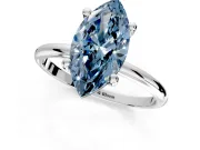 Minimalist Solitaire Engagement Ring Setting for Fancy Blue Marquise Center with Thin Band and Prong Head in Platinum