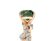 Solitaire Engagement Ring Setting for Fancy Green Cushion Cut Center with Bar-Station Pave Twist and Prong Head in Rose Gold