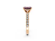 Solitaire Engagement Ring Setting for Fancy Pink Emerald Cut Center with Large Accents and Prong Head in Rose Gold