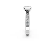 Solitaire Engagement Ring Setting for Asscher Cut Center with Channel-Set Accents and Prong Head in Platinum