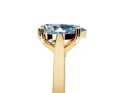 Solitaire Engagement Ring Setting for Fancy Blue Pear-Shaped Center with Tapered Shoulders and Prong Head in Yellow Gold