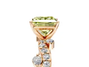 Solitaire Engagement Ring Setting for Fancy Yellow Princess Cut Center with Bar-Station Pave Twist and Prong Head in Rose Gold