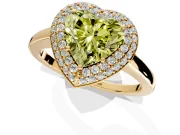 Halo Engagement Ring Setting for Fancy Yellow Heart-Shaped Center with Plain Tapered Band and Prong Head in Yellow Gold
