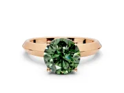 Solitaire Engagement Ring Setting for Fancy Green Round Cut Center with Wide Knife Ridge Band and Prong Head in Rose Gold