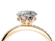 Solitaire Engagement Ring Setting for Heart-Shaped Center with Fine Pave Band and Prong Head in Rose Gold