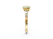 Bar-Set Engagement Ring Setting for Fancy Yellow Princess Cut Center with Tapered Baguette Accents and Prong Head in Yellow Gold
