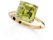 Solitaire Engagement Ring Setting for Fancy Yellow Asscher Cut Center with Knife Ridge Band and Claw Prong Head in Yellow Gold