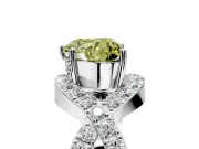 Halo Engagement Ring Setting for Fancy Yellow Heart-Shaped Center with Pave Infinity Twist Band and Prong Head in Platinum