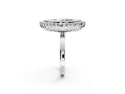 Halo Engagement Ring Setting for Fancy Pink Marquise Center with Milgrain Bezel Rim, Plain Band and Prong Head in Platinum