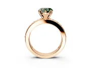 Solitaire Engagement Ring Setting for Fancy Green Heart-Shaped Center with Channel-Set Accents and Prong Head in Rose Gold