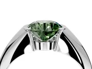 Tension Engagement Ring Setting for Fancy Green Round Cut Center with Wide Tapered Band and Tension Head in Platinum