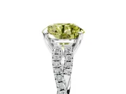 Solitaire Engagement Ring Setting for Fancy Yellow Round Cut Center with Twisted Pave Split Shank and Prong Head in Platinum