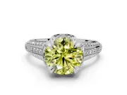 Solitaire Engagement Ring Setting for Fancy Yellow Round Cut Center with Accented Split Shank and Prong Head in Sterling Silver