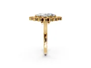 Cluster Halo Engagement Ring Setting for Marquise Center with Milgrain Bezel Accents and Prong Head in Yellow Gold