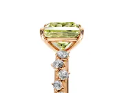 Cluster Engagement Ring Setting for Fancy Yellow Princess Cut Center with Round Cut Accent Band and Prong Head in Rose Gold