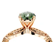 Solitaire Engagement Ring Setting for Fancy Green Pear-Shaped Center with Marquise Panel Band and Prong Head in Rose Gold