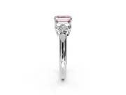 Cluster Engagement Ring Setting for Fancy Pink Asscher Cut Center with Round Cut Accent Frame and Prong Head in Sterling Silver
