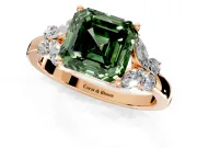 Solitaire Engagement Ring Setting for Fancy Green Asscher Cut Center with Marquise Flower Shoulders and Prong Head in Rose Gold