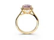 Starburst Halo Engagement Ring Setting for Fancy Pink Princess Cut Center with Thin Round-Wire Band and Prong Head in Yellow Gold
