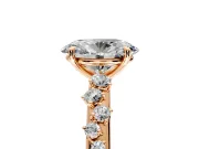 Cluster Engagement Ring Setting for Oval Center with Round Cut Accent Band and Prong Head in Rose Gold