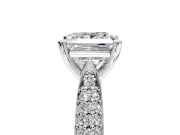 Solitaire Engagement Ring Setting for Princess Cut Center with Multi-Row Accents and Prong Head in Sterling Silver