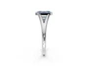 Solitaire Engagement Ring Setting for Fancy Blue Emerald Cut Center with V Split Shank and Bezel Head in Platinum