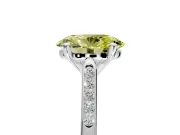 Solitaire Engagement Ring Setting for Fancy Yellow Oval Center with Channel Accents and Prong Head in Platinum