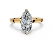 Solitaire Engagement Ring Setting for Marquise Center with Plain Band and Flat Tab Prong Head in Yellow Gold