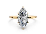Solitaire Engagement Ring Setting for Marquise Center with Straight Thin Band and Prong Head in Yellow Gold