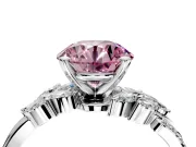 Solitaire Engagement Ring Setting for Fancy Pink Round Cut Center with Marquise Accent Twist Band and Prong Head in White Gold