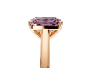 Solitaire Engagement Ring Setting for Fancy Pink Emerald Cut Center with Flat-Sided Plain Band and Prong Head in Rose Gold