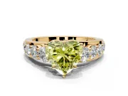 Solitaire Engagement Ring Setting for Fancy Yellow Heart-Shaped Center with Graduated Shared Prongs and Prong Head in Yellow Gold