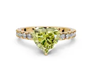 Solitaire Engagement Ring Setting for Fancy Yellow Heart-Shaped Center with Fine Pave Band and Claw Prong Head in Yellow Gold