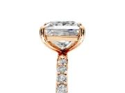 Solitaire Engagement Ring Setting for Princess Cut Center with Pave Accents and Prong Head in Rose Gold