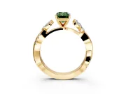 Floral Engagement Ring Setting for Fancy Green Emerald Cut Center with Trailing Marquise Accents and Prong Head in Yellow Gold