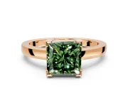 Solitaire Engagement Ring Setting for Fancy Green Princess Cut Center with Plain Band and Flat Tab Prong Head in Rose Gold