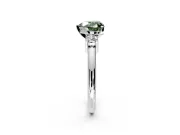 3 Stone Engagement Ring Setting for Fancy Green Heart-Shaped Center with Wide Plain Band and Prong Head in Sterling Silver