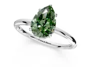 Solitaire Engagement Ring Setting for Fancy Green Pear-Shaped Center with Plain Band, Open Basket and Prong Head in Sterling Silver