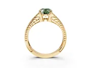 Split Shank Engagement Ring Setting for Fancy Green Oval Center with Pave Split Shank and Prong Head in Yellow Gold