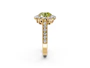 Halo Engagement Ring Setting for Fancy Yellow Round Cut Center with Milgrain Channel Band and Prong Head in Yellow Gold