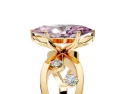 Solitaire Engagement Ring Setting for Fancy Pink Marquise Center with Criss-Cross Accent Band and Prong Head in Yellow Gold