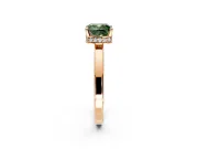 Hidden Halo Engagement Ring Setting for Fancy Green Cushion Cut Center with Wide Flat Plain Band and Prong Head in Rose Gold
