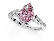 Cathedral Engagement Ring Setting for Fancy Pink Pear-Shaped Center with Antique-Style Pave Band and Prong Head in Platinum