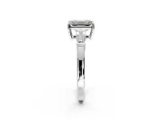 3 Stone Engagement Ring Setting for Emerald Cut Center with Baguette Accents and Prong Head in White Gold