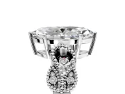 Leaf Engagement Ring Setting for Marquise Center with Milgrain Accent Band and Prong Head in Platinum
