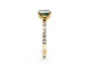 Solitaire Engagement Ring Setting for Fancy Green Princess Cut Center with Fine Pave Accents and Prong Head in Yellow Gold