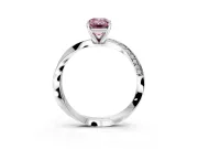 Side Accent Engagement Ring Setting for Fancy Pink Emerald Cut Center with Accent Shoulders and Prong Head in White Gold