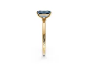 Solitaire Engagement Ring Setting for Fancy Blue Emerald Cut Center with Straight Thin Band and Prong Head in Yellow Gold